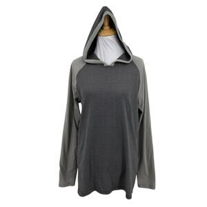 Oakley Hoodie Womens S Small Gray Black Stripe Raglan Pullover Light Sweatshirt